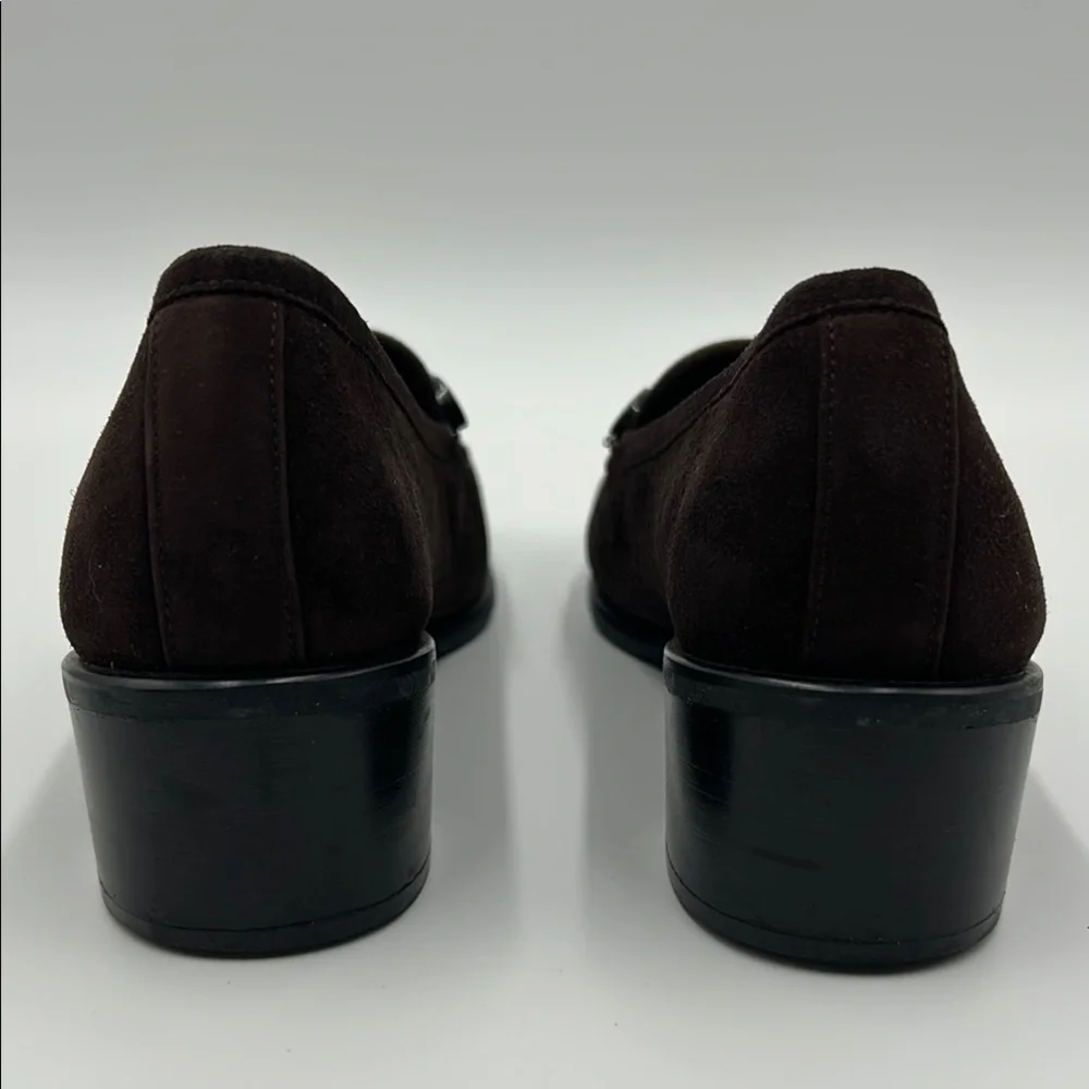 Stuart Weitzman Brown Suede Loafers Slip-On Design 7M - Picture 4 of 14